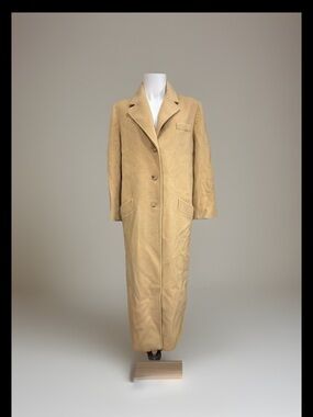 Fleurette Beige Long Notch Shawl Collar Overcoat Women's Sz 10 100% Camel Hair